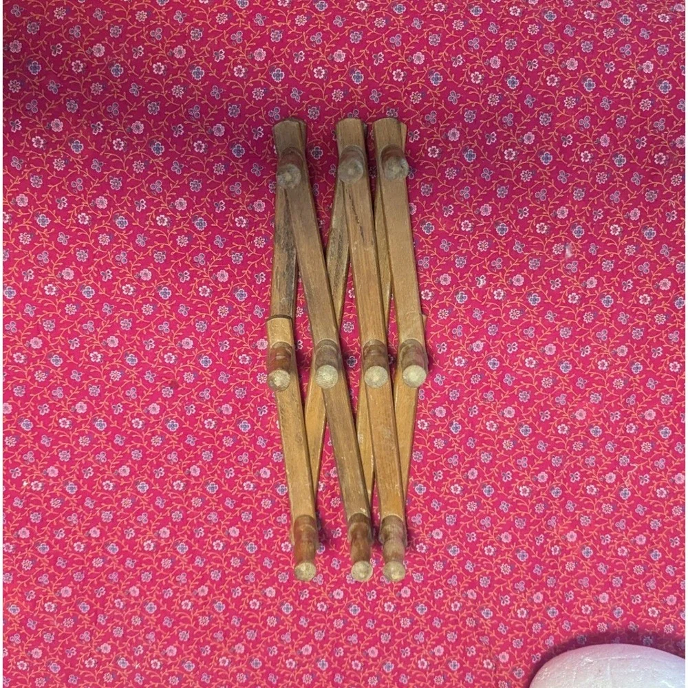 VTG Wood‎ Accordion Peg Rack Expandable Wall Cottagecore Boho MCM Hanging Hat